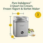 Cuisinart Ice Cream Maker Machine, 2-Quart Ice Cream, Sorbet and Frozen Yogurt Machine, Fully Automatic Double-Insulated Freezer Bowl Makes Frozen Desserts in Under 30 Minutes, ICE30BCP1, Silver