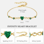 G&GEMSJEW Infinity Heart Birthstone Bracelets for Women, 925 Sterling Silver Women Charm Link Bracelet Adjustable, Birthday Anniversary Christmas Jewelry Gifts for Women Wife Mom Girlfriend Her