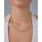 PAVOI 14K Gold Plated Chunky Chain Choker Necklaces for Women | Gold Statement Graduated Link Chain Necklace | Bold Oval Link Barbell Links Paperclip Chains