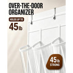Over The Door Shoe Organizer With 24 Crystal Clear Pockets And Metal Hooks – Heavy Duty Hanging Shoe Storage Rack For Closet, Bathroom, Dorm – Space Saving For Shoes, Accessories, Toys (White)