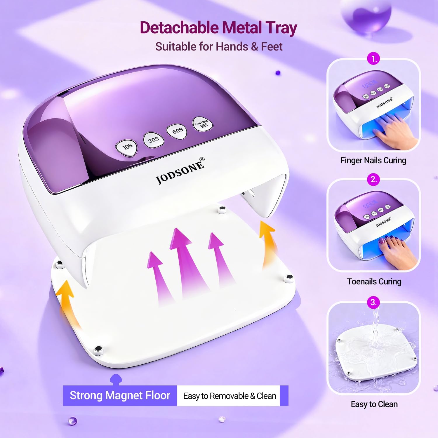 JODSONE Cordless LED Nail Lamp Rechargeable Portable with 4 Timers LCD Display Screen Nail Dryer Cure Light Suitable for Home and Salon