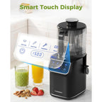 Tuumiist 3-In-1 Cold Press Juicer Machine, Smart Touch Masticating Juicers For Whole Fruit & Vegetable, 6.5" Wide Chute Slow Juicer For Nut Milk & Sorbet, High Yield, 100Oz Large Capacity, Easy Clean