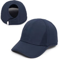 Women’s Ponytail Baseball Cap, Patented Active Feather-Light Hat with Open Back Alex Navy