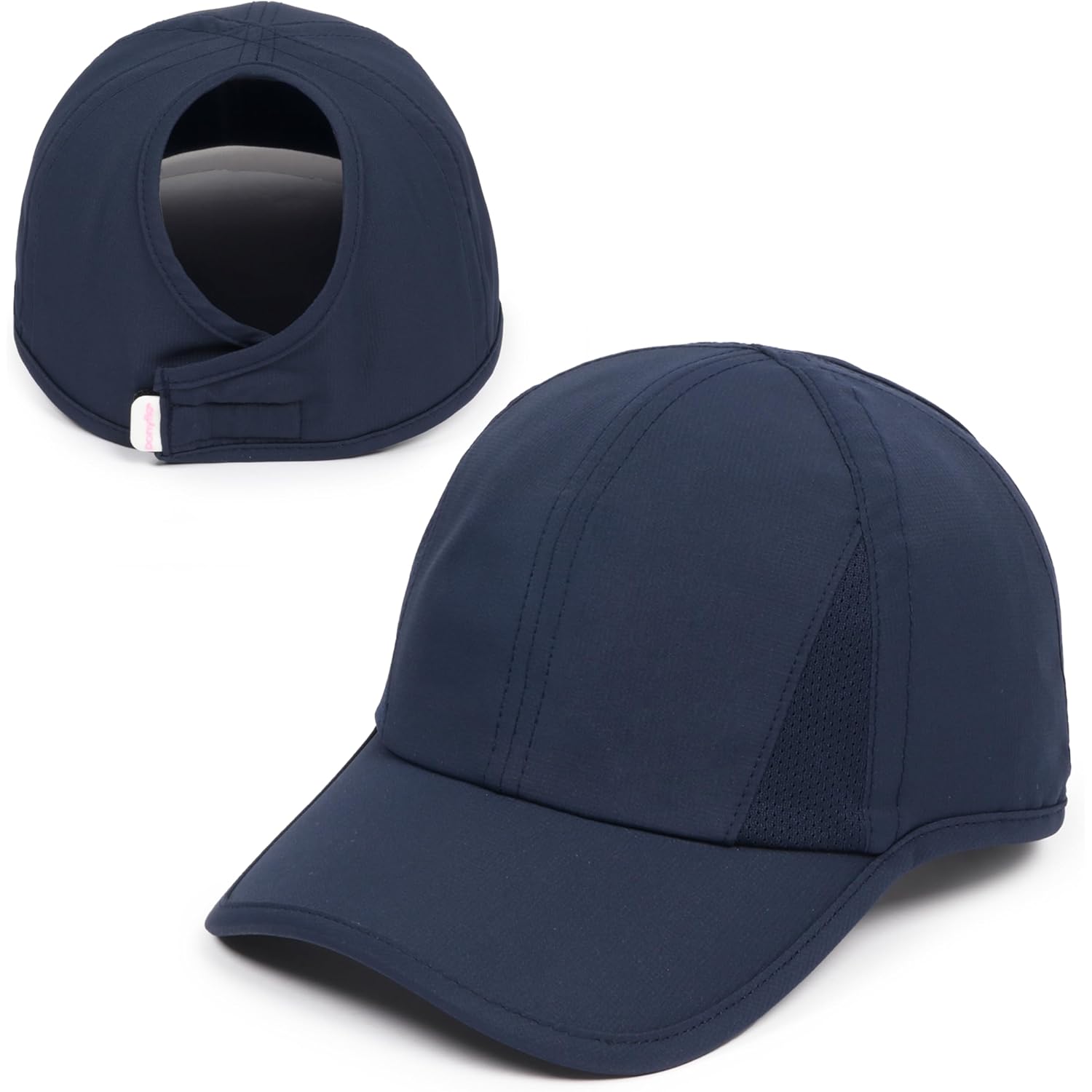 Women’s Ponytail Baseball Cap, Patented Active Feather-Light Hat with Open Back Alex Navy