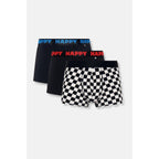 Happy Socks Men'S 3-Pack Black Mix Short Boxers