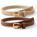 HOTWILL 4 Pack Women Skinny Belts for Jeans Dress Thin Waist Belt for Ladies with Gold Buckle 0.55" Width