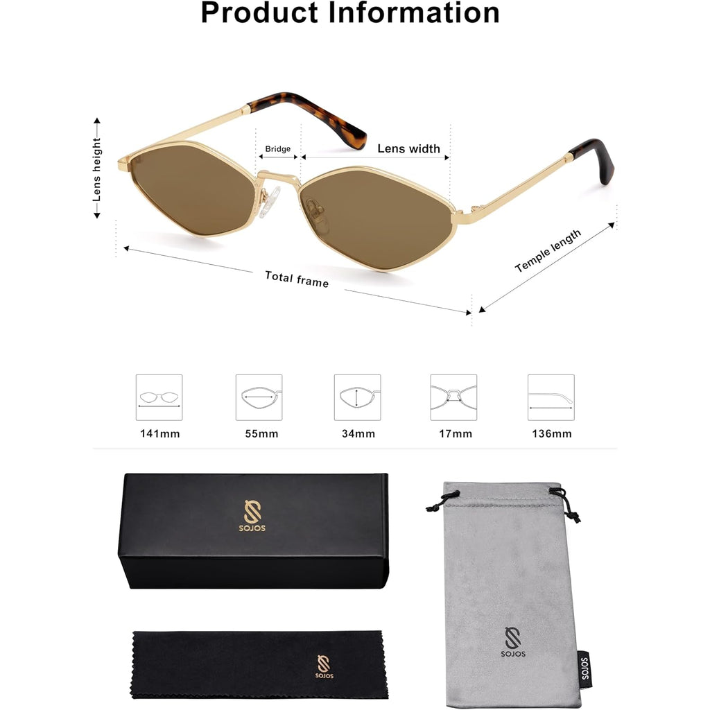 Sojos Retro Polarized Sunglasses Womens Mens Vintage Narrow Irregular Shades Uv400 Sj1233
