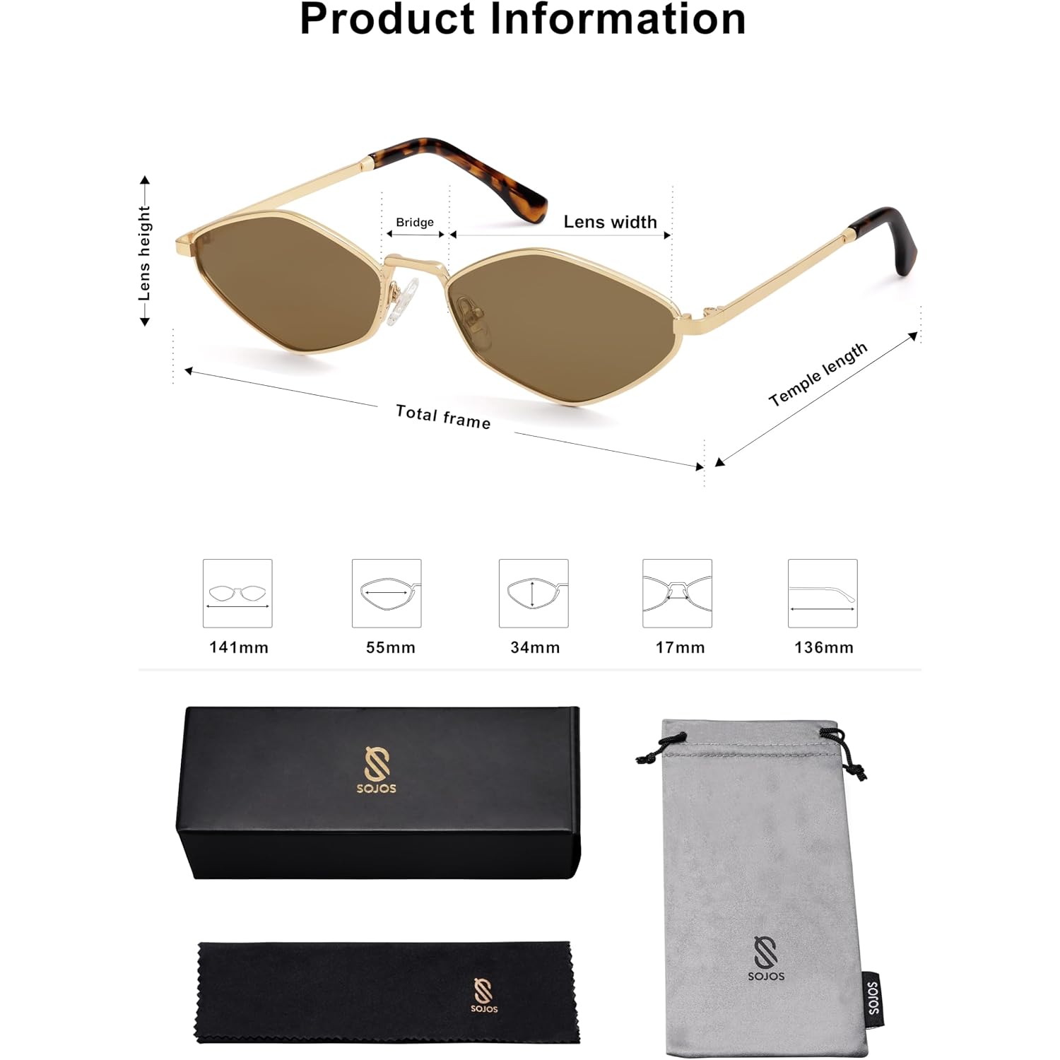 Sojos Retro Polarized Sunglasses Womens Mens Vintage Narrow Irregular Shades Uv400 Sj1233