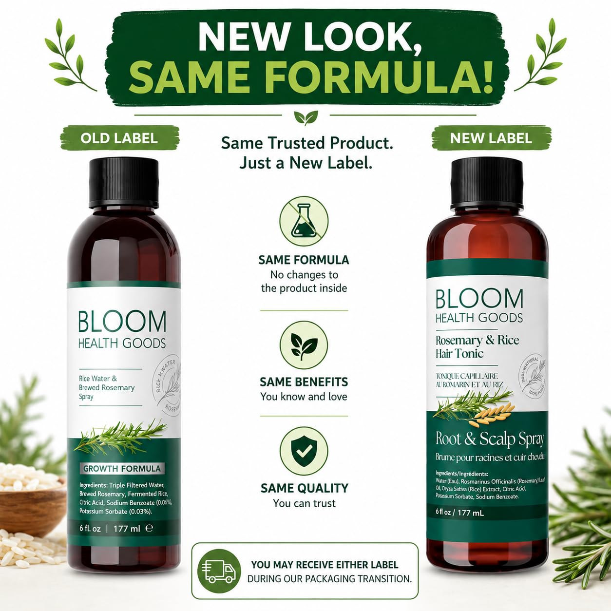 Rosemary & Rice Water Spray For Hair – Homegrown Rosemary, Korean Root & Scalp Hair Tonic – Strengthens & Adds Fullness – Leave-In Mist For Thinning Hair, Men & Women – 6 Oz