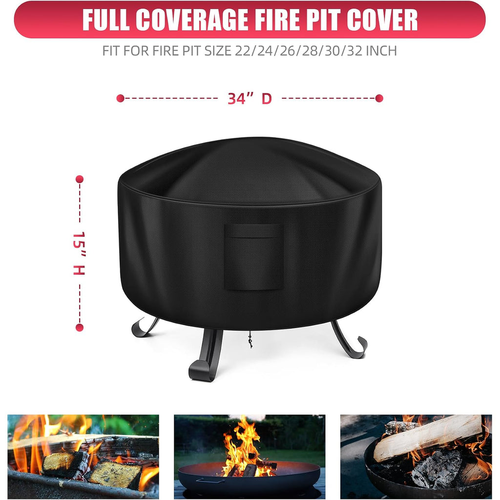 Wleafj Fire Pit Cover Round, 22 Inch – 34 Inch