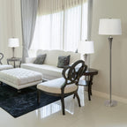 Elegant Designs Lc1020-Bsn Tapered 3 Pack Lamp Set (2 Table Lamps, 1 Floor Lamp) With White Fabric Shades, Brushed Nickel