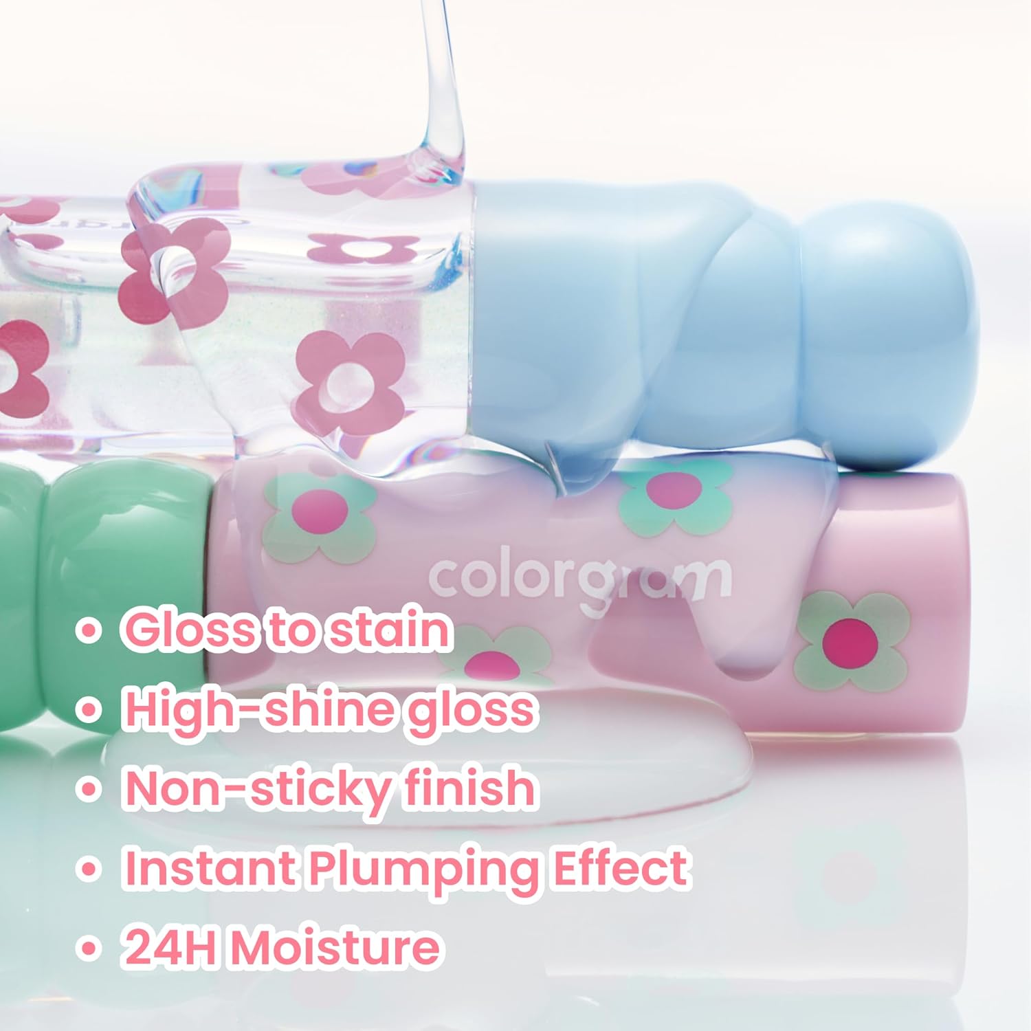 COLORGRAM FRUITY GLASS TINT MINI SET 01 DOUBLE GLOSS | Moisturizing & Long Lasting Korean Lip Stain Tint | Stocking Stuffer, Gifts for Women and Teen Girls