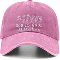 God is Good Christian Jesus Hats for Women Faith Religous Hat Adjustable Embroidered Vintage Washed Baseball Caps Pink