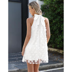 Gleeneat Womens Summer Halter Tulle Floral Bridal Shower Cocktail Wedding Guest Short Dresses A Line Sleeveless Mini Dress