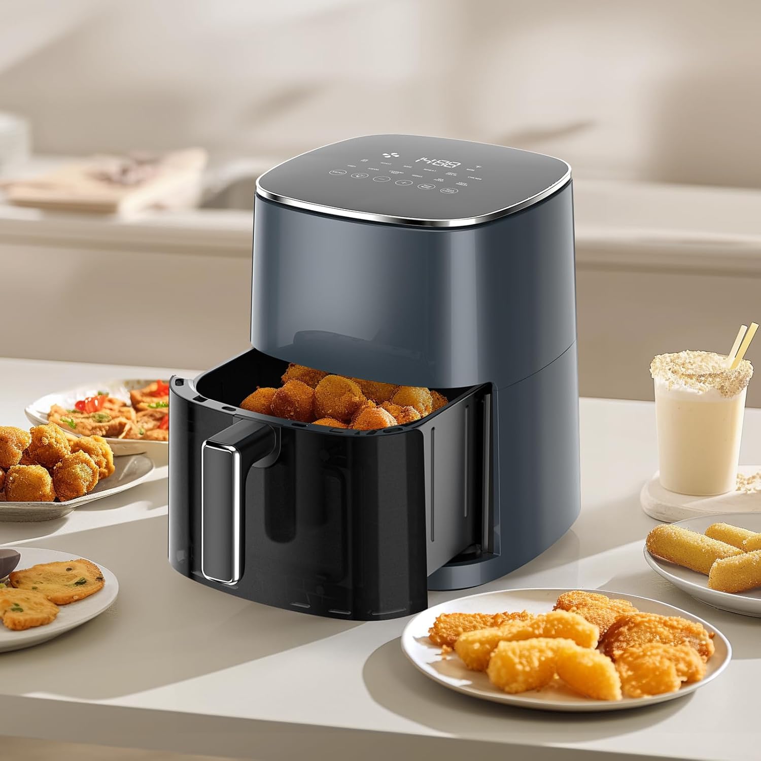 Sweetcrispy Air Fryer 6 Quarts With Window, 12-In-1 Square Airfryer Oven For Family, 400°F Rapid Air Crispy Technology, Roast Bake Dehydrate, Nonstick & Easy-Clean Basket