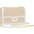 Kkxiu Women Small Straw Beach Bag Crossbody Bag Summer Shoulder Bag Beach Handbag Vegan Leather Purse