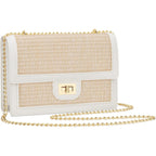 Kkxiu Women Small Straw Beach Bag Crossbody Bag Summer Shoulder Bag Beach Handbag Vegan Leather Purse