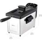 Amazon Basics 3.2-Qt (3.0L) Electric Deep Fryer With Adjustable Temperature Control, Easy Draining Basket, Viewing Window, Fast-Heating 1500W, Stainless Steel Exterior, Black & Silver