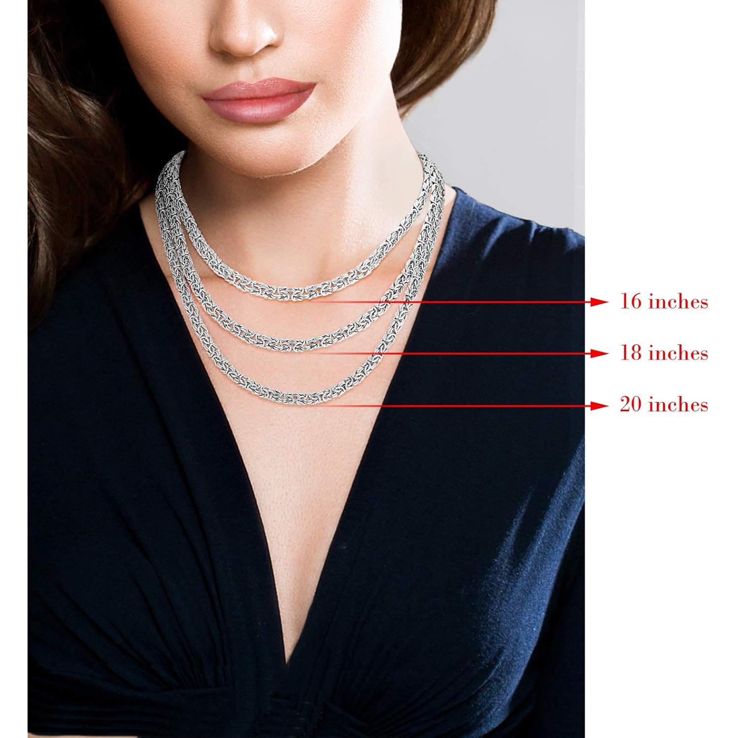Miabella 925 Sterling Silver Italian Byzantine Necklace for Women, Handmade in Italy