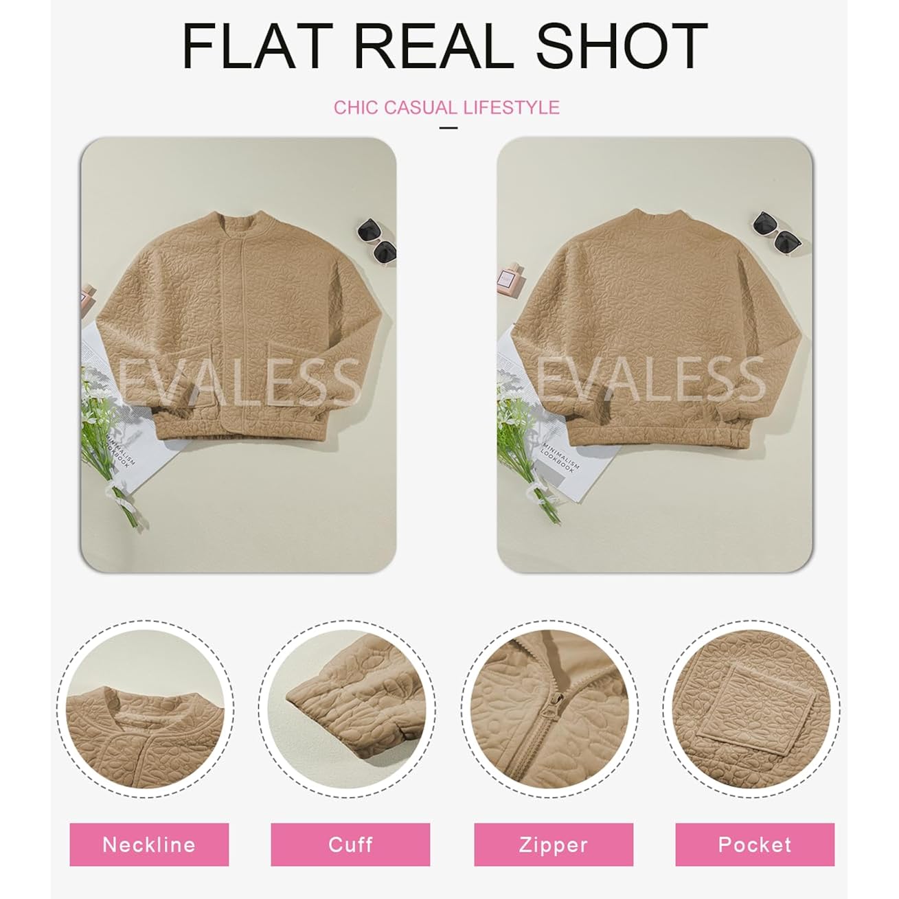Evaless Bomber Jackets For Women Spring Fashion 2026 Cute Jacquard Coats Lightweight Zip Up Jackets Dressy Casual