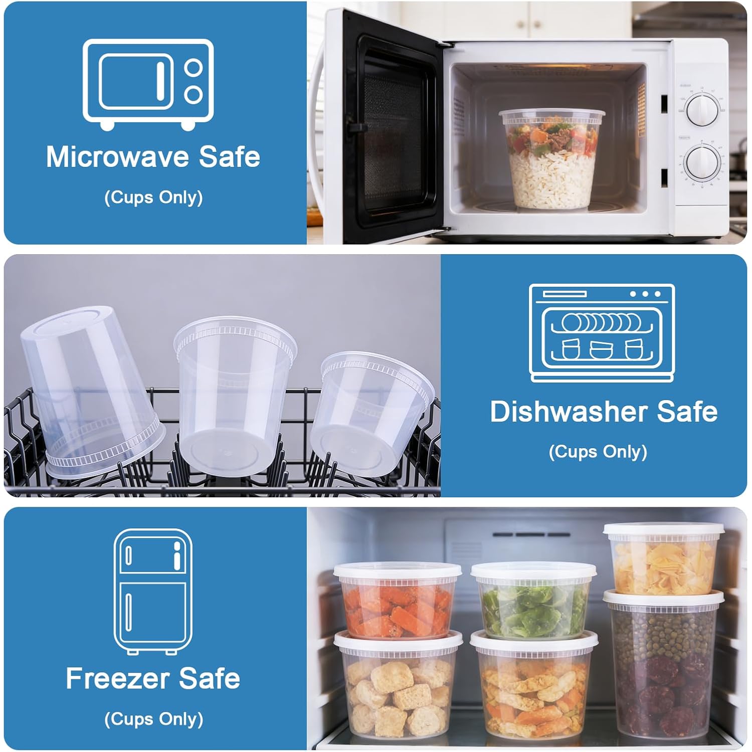 60 Sets Deli Containers With Lids, 8/16/32 Oz Quart Containers Bpa Free, Airtight Takeout Plastic Food Storage Container, Stackable Leakproof Microwave & Freezer Safe For Soup, Sauce & Leftover