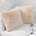 Luxury Soft Faux Fur Fleece Cushion Cover Pillowcase Decorative Throw Pillows Covers, No Pillow Insert, 18" X 18" Inch, Beige, 2 Pack