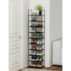 Fiducial Home 10 Tiers Shoe Rack Organizer 20 Pairs Tall Shoe Shelf | Tall Narrow Space Saving For Closet Entryway Dorm, Easy To Assemble, 17"L X 11"W X 68.8"H, Black