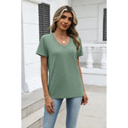 Womens Tops Summer Casual Short Sleeve Tshirts Business Basic Spring V-Neck Shirts Outfits S-3XL