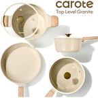 CAROTE 14Pcs Pots and Pans Set Non stick, Ceramic Cookware Set, Non-toxic Kitchen Cooking Set, PFAS and PFOA Free