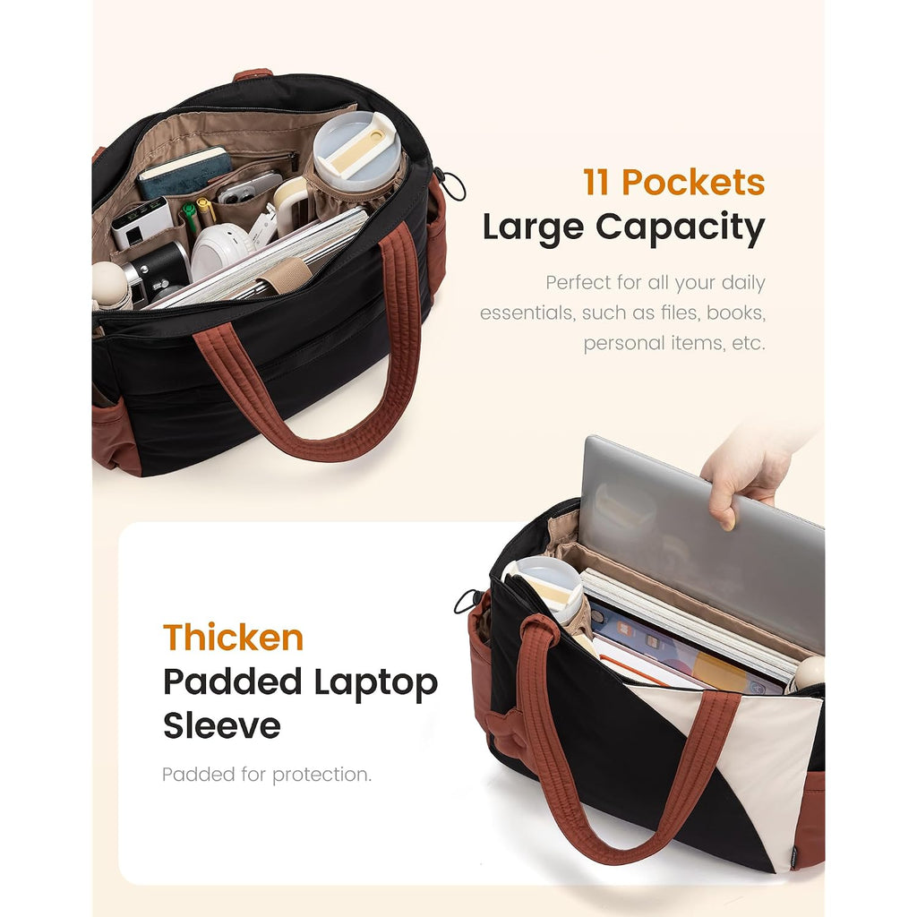 Lovevook Tote Bag For Women, Puffer Work Bags With Zipper For Daily Travel College, Teacher Nurse Laptop Handbags Purses Gift