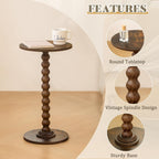 Round Side Table, Small Drink Table For Small Spaces, Modern Accent Nightstand With Solid Wood Leg For Living Room, Bedroom, Corners, And Office (Rustic Brown)