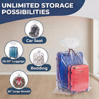 Wowfit 5 Ct 40X60 Inches Extra Large Clear Plastic Bags Perfect For Car Seat, Luggage, Suitcase, Stroller, Chair, Kids Bike And Attic Storage (2 Mil Flat Bags)