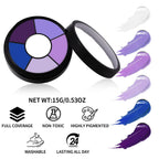 Bobisuka Purple Cream Face & Body Paint Palette Kit With 3 Brushes 3 Sponges, Highly Pigmented Easy To Blend Long Lasting Makeup For Ursula, Witch, Gothic Queen Celebrations Costume & Theme
