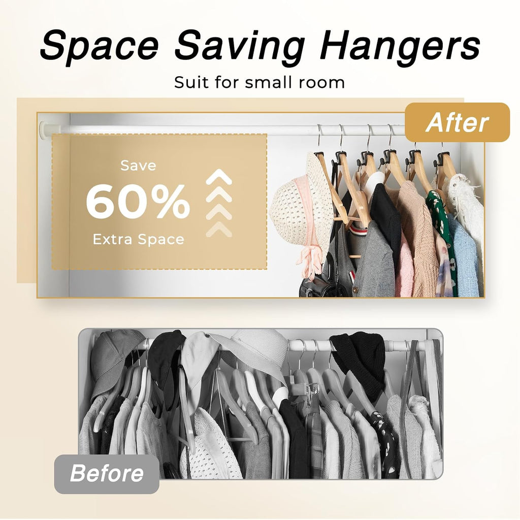 House Day Space Saving Hanger Hooks 60 Pack, Black Clothes Hanger Connector Hooks, Heavy Duty Hanger Hooks Space Saver, Premium College Dorm Room Essentials, Good Closet Organizers And Storage