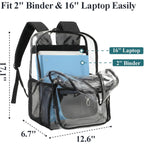 Clear Backpack For School - 17 Inch Heavy Duty Clear Bookbag | 2 Front Pockets, Reinforced 900D Oxford Base, Padded Straps, 0.5Mm Thick Pvc, Fit 16"Laptop, Load 22 Lbs. Age 12+ Students