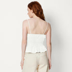 Amazon Essentials Women'S Regular-Fit Smocked Cotton Stretch Poplin Tank
