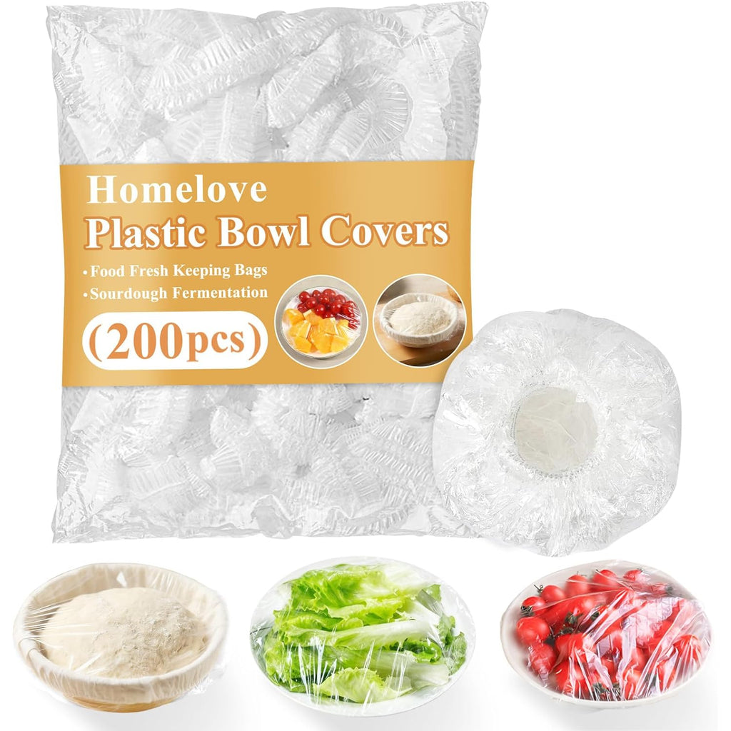 Homelove 200pcs Bowl Covers Bread Proofing - Plastic Wrap for Food Sourdough Bread Baking Rising Elastic Reusable Plate Covers Outdoor Food Fresh Keeping Bags Shower Cap Hair Deep Conditioning