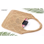 COOKOOKY Crochet Beach Tote bag Summer Beach Bag for Women Aesthetic Mesh Tote Bag Hippie Bag Knit Bag