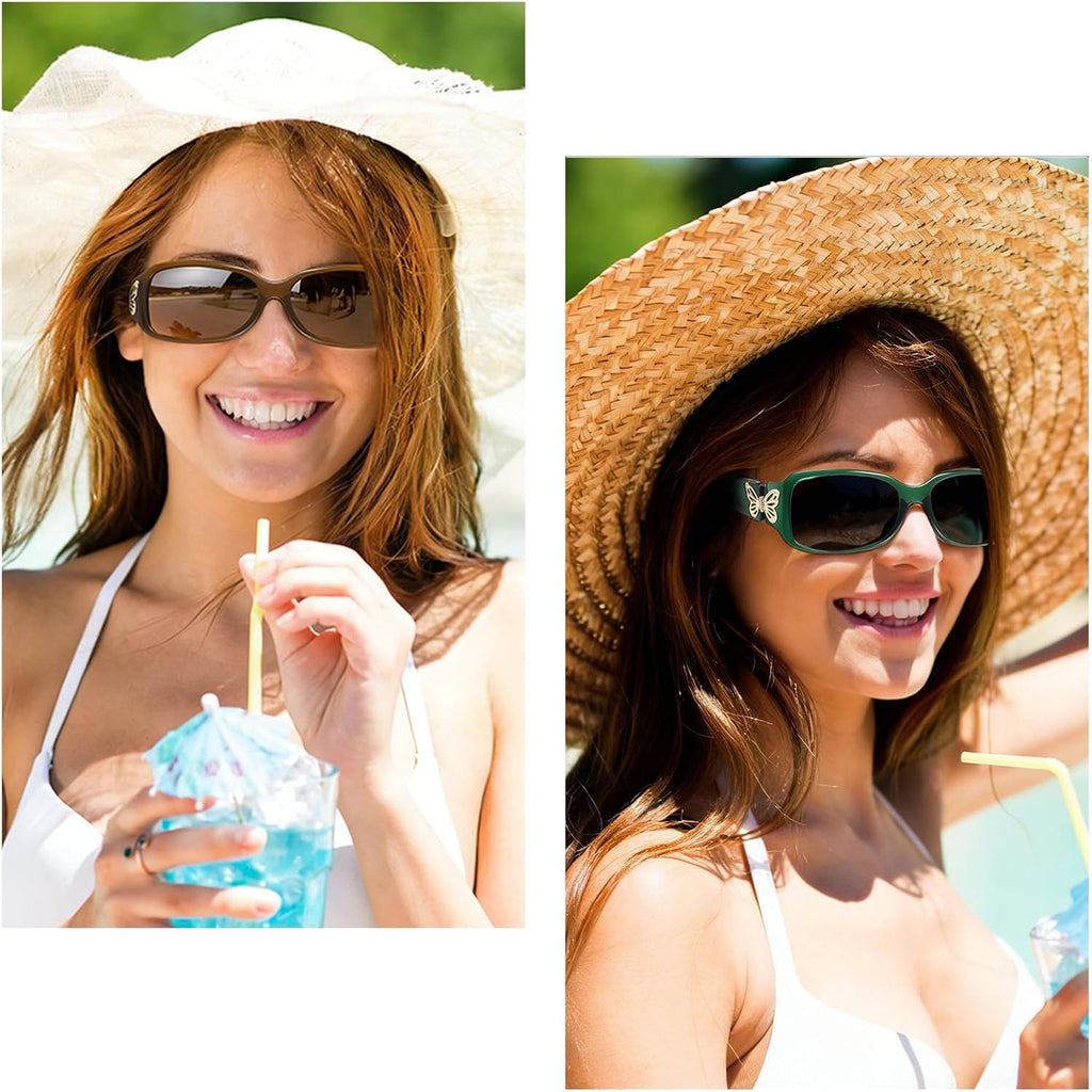 Women'S Polarized Sunglasses - Fashionable Wraparound Butterfly Design With Uv400 Protection