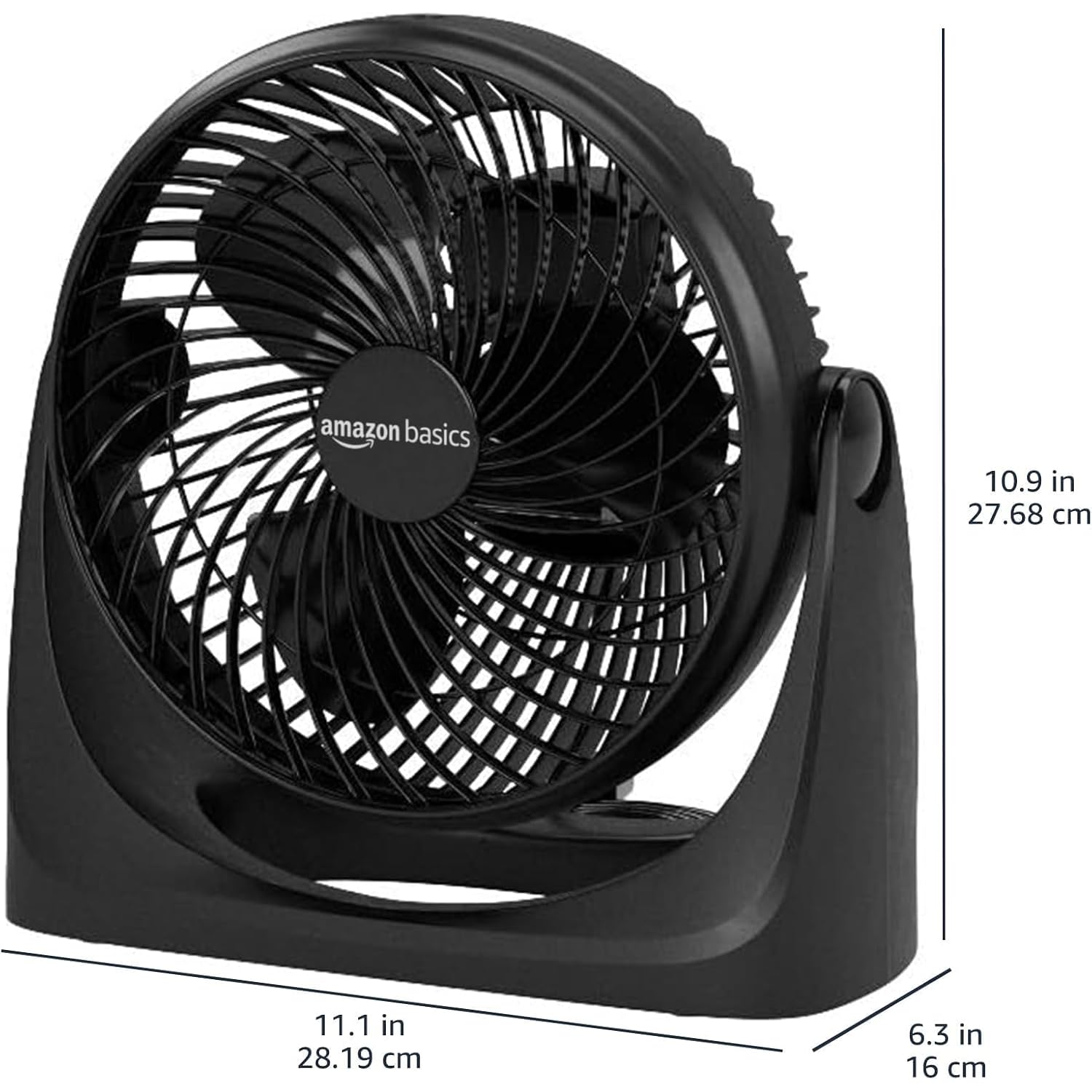 Amazon Basics Air Circulator Desk Fan For Bedroom, Home And Office, 90-Degree Tilt Head, 3 Speed Settings, Cooling, 35 Watts, Black, 11.1"W X 6.3"D X 10.9"H