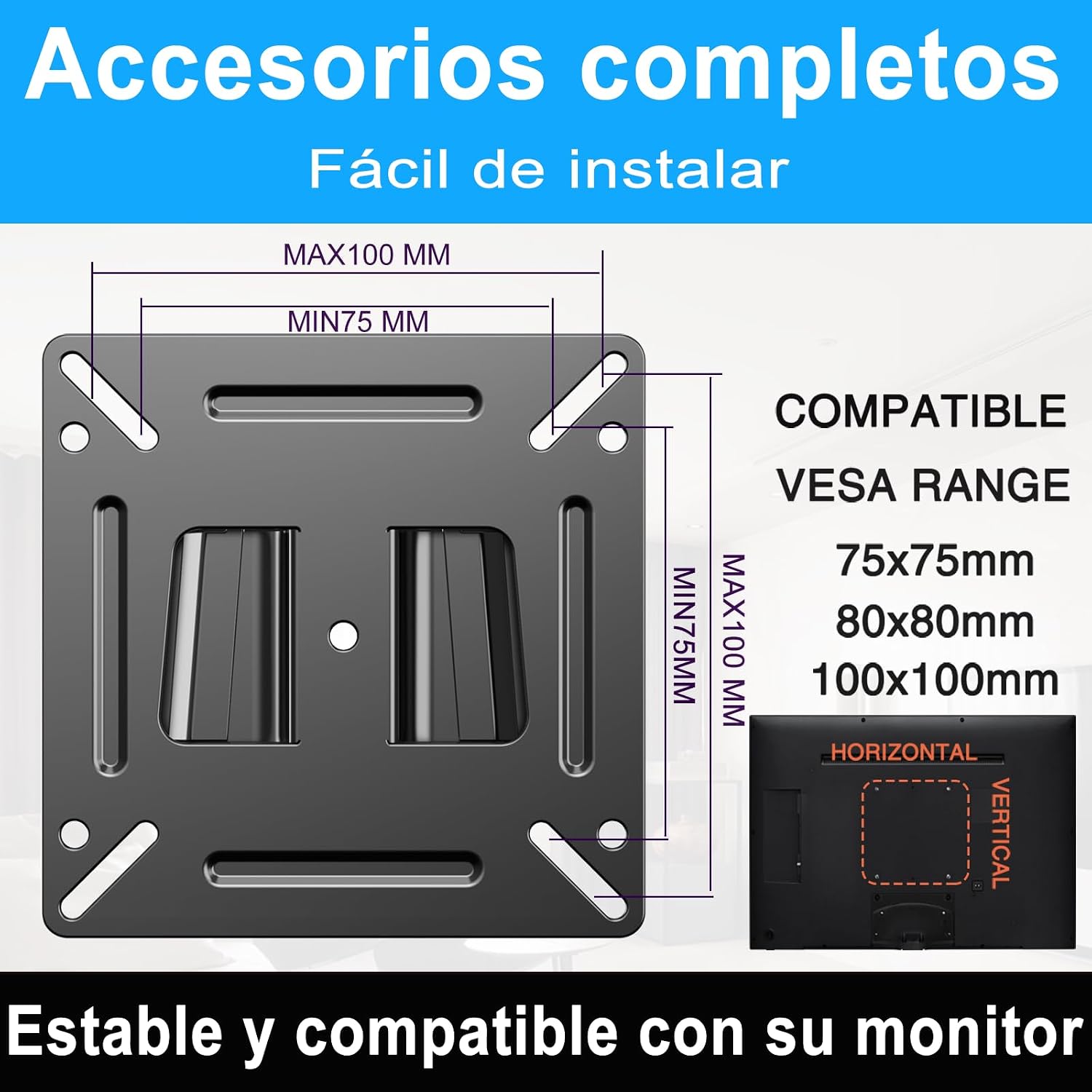 Tetvik Monitor Wall Mount Most 14-24“ Tvs Computer Universal Low Profile Rv Tv Wall Mount Vesa Up To 100X100Mm Max Weight 30Lbs Fits 15 19 20 22 23 Inch Camper Small Monitor Mount Bracket