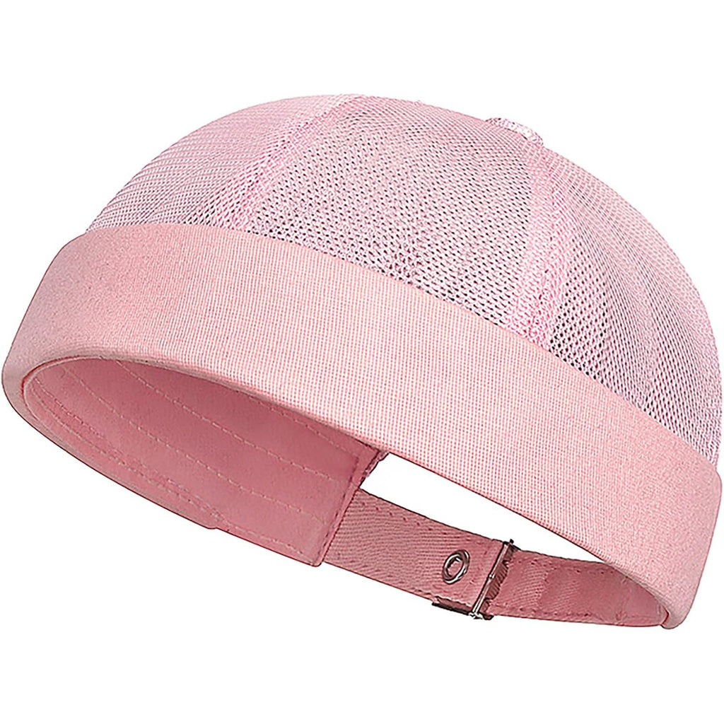 Mens Mesh Brimless Cap,Summer Skullcap Docker Beanie Hat Pink