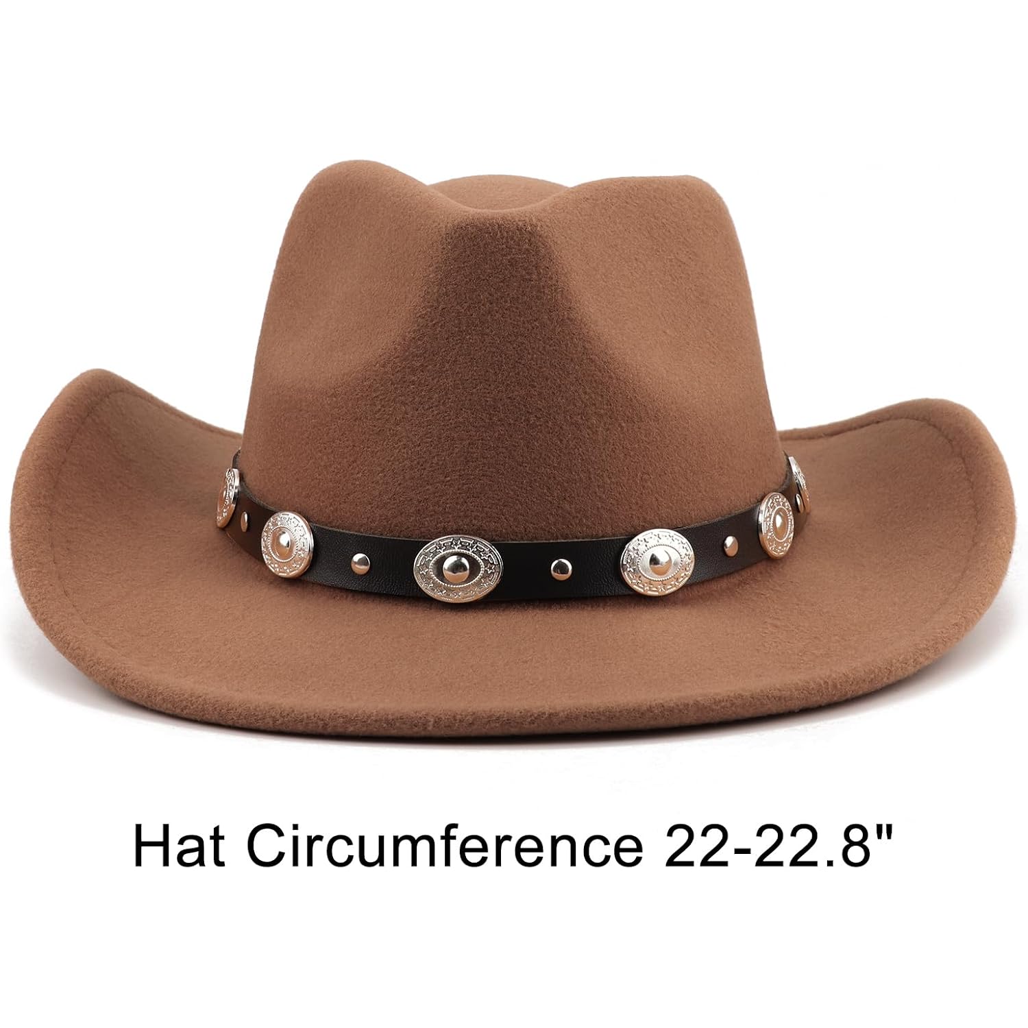 Western Cowboy Hats For Women Classic Felt Wide Brim Fedora Hat With Belt Buckle Retro Panama Hat Unisex Rolled Up Cap
