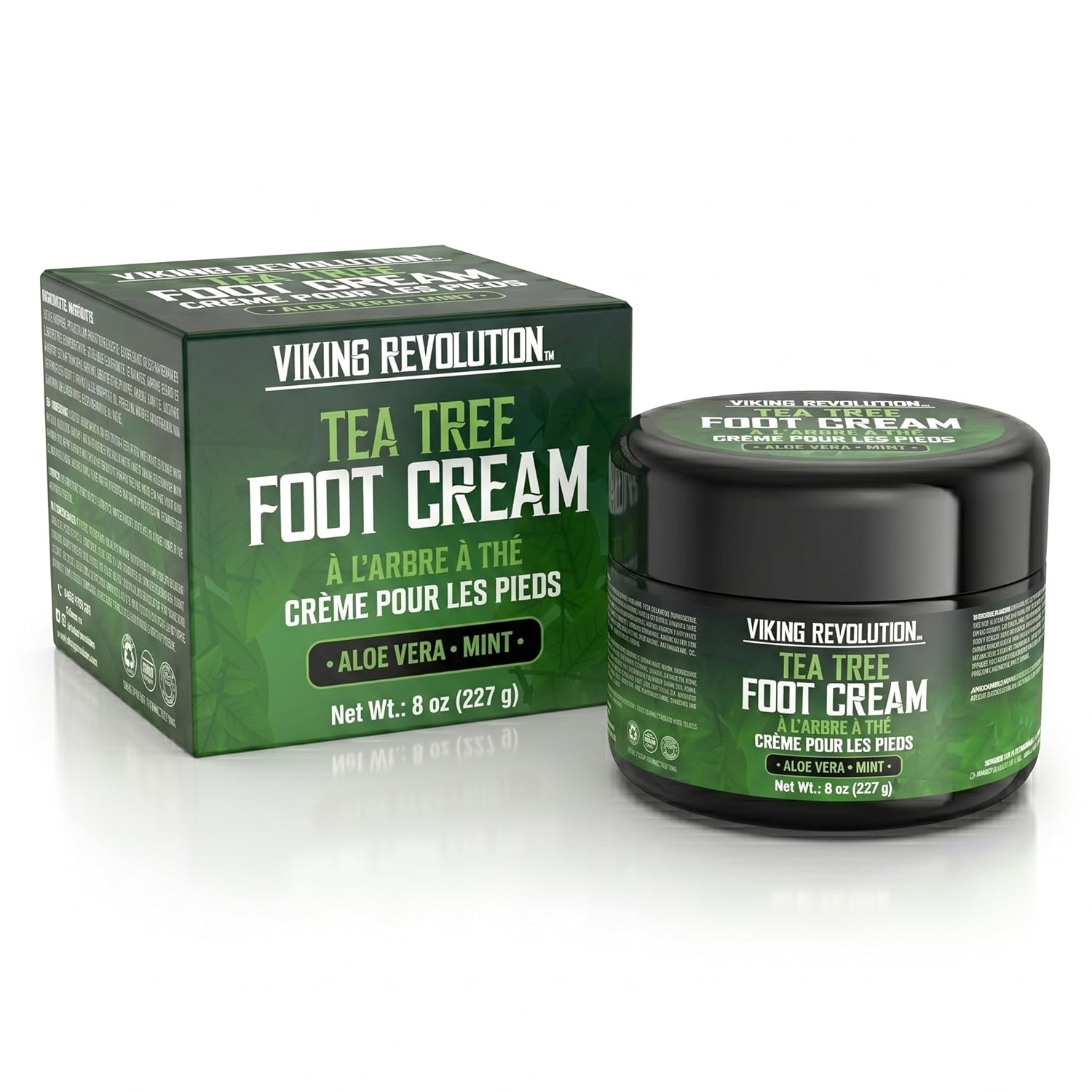 Viking Revolution Tea Tree Foot Cream for Dry Cracked Heels - Foot Balm For Cracked Feet - Dry Feet Repairing Cream with Aloe Vera and Mint (8oz)