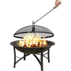 Fire Beauty Fire Pit For Outside Wood Burning,Bbq Grill Steel Fire Bowl With Spark Screen Cover,Log Grate,Poker For Camping Beach Bonfire Picnic Backyard Garden