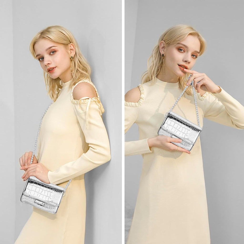 Ljczka Mini Crossbody Bags For Women Y2K Small Square Purse With Chain Strap Clutch Evening Handbags For Dressy, Prom, Party