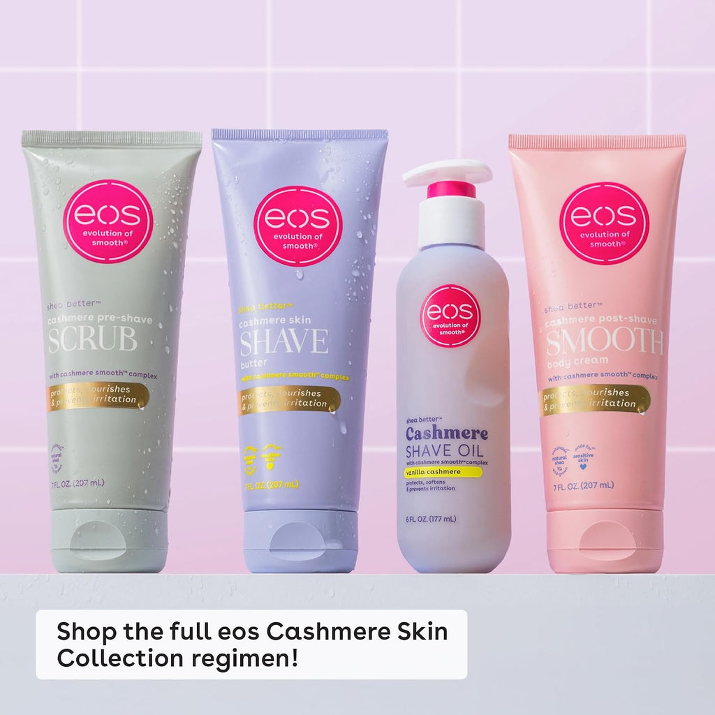 Eos Cashmere Skin Collection Pre-Shave Scrub - Vanilla Cashmere, Exfoliating Body Scrub, Hydrating, Shea Sugar, 7 Fl Oz
