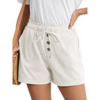 Shorts for Women Summer Trendy Drawstring Elastic Waist Beach Wide Leg Short with Pockets