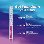Charmacy Chameleon Glitter Liquid Eyeliner, Metallic Shade Color Shift Eye Liner, Highly Pigmented, 24H Long-Lasting, Waterproof And Anti-Smudge, Ultra-Fine Tip, Purple Gold Indigo 904