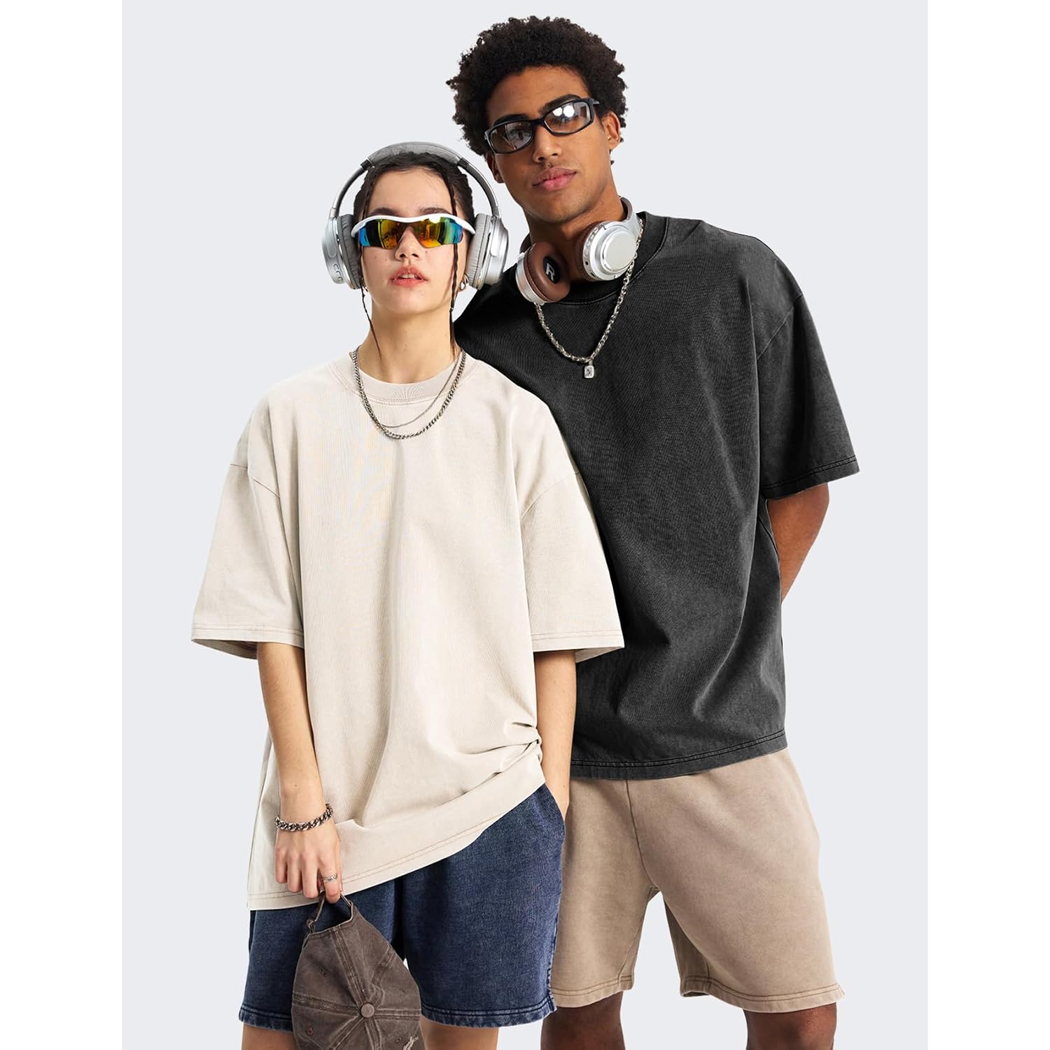 Oversized Tshirts For Women Vintage Washed Baggy Tees Cotton Short Sleeves Acid Shirts Unisex Tops